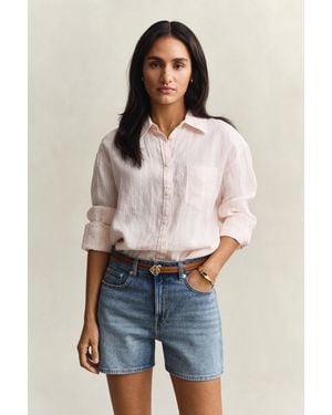 GANT Relaxed Fit Striped Linen Shirt - Blue