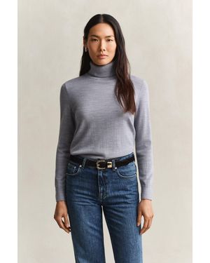GANT Extra Fine Merino Wool Turtleneck Jumper Melange - Blue