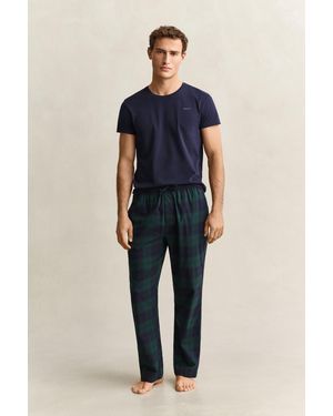 GANT Checked Flannel Pyjama Trousers Tartan - Blue
