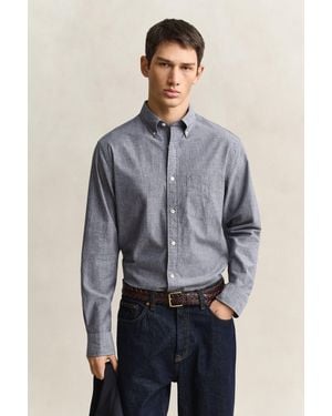 GANT Mélange Archive Poplin Shirt Dark Melange - Blue