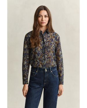GANT Printed Cotton Silk Shirt Evening - Blue