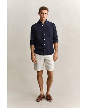 GANT Linen Shorts Cream - Blue