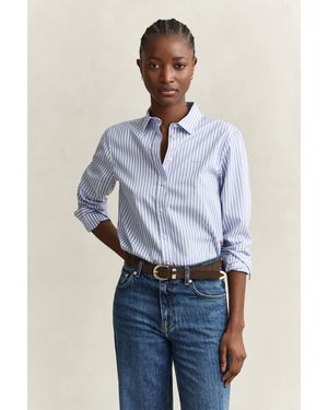 GANT Classic Regular Striped Poplin Shirt - Blue