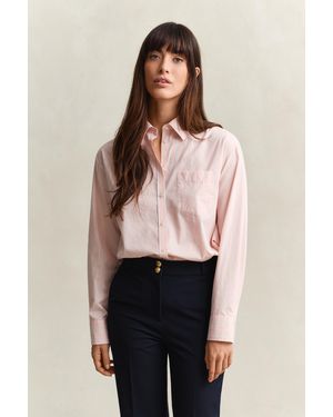 GANT Relaxed Fit Classic Striped Poplin Shirt - Pink