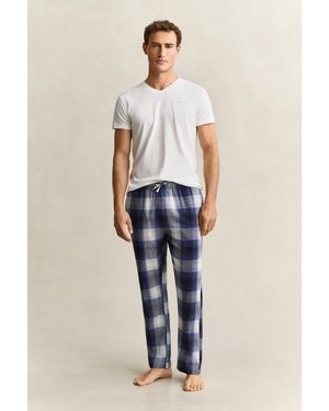GANT Checked Flannel Pyjama Trousers Marine - Blue