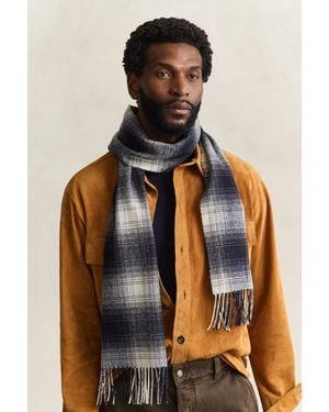 GANT Checked Wool Scarf Evening - Blue