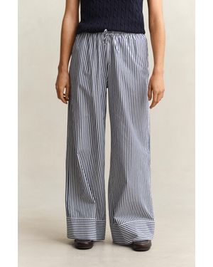 GANT Striped Poplin Trousers Rich - Blue