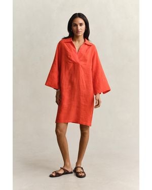 GANT Popover Linen Dress - Red