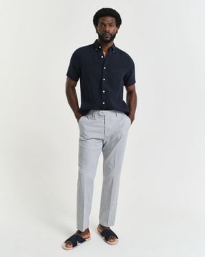 GANT Slim Fit Tapered Seersucker Suit Trousers - Blue