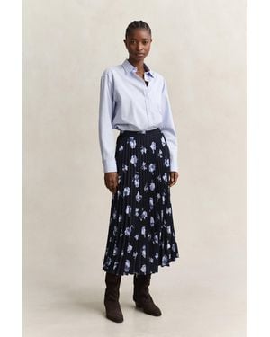 GANT Floral Print Pleated Skirt Evening - Blue