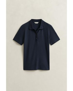 GANT Ribbed Polo Shirt Evening - Blue