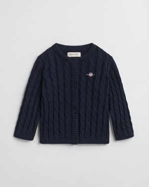 GANT Kids Baby Shield Cotton Cable Knit Cardigan - Blue