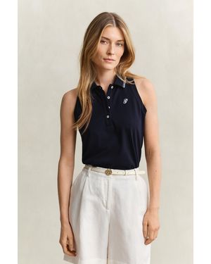 GANT Sleeveless Piqué Polo Shirt Evening - Blue