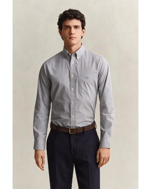GANT Gingham Classic Poplin Shirt - Grey