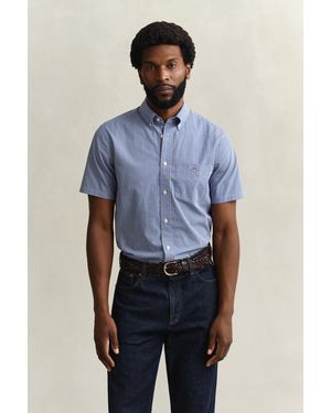 GANT Gingham Classic Poplin Short Sleeve Shirt University - Blue