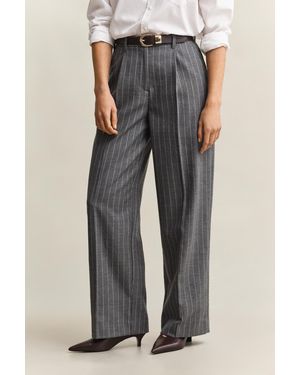 GANT Pinstripe Wool Trousers Charcoal Melange - Black