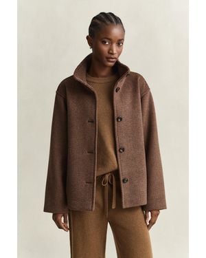 GANT Checked Wool Blend Jacket Deep - Brown