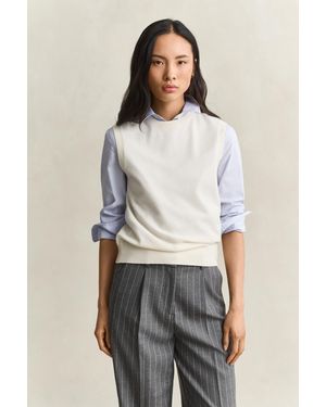 GANT Knitted Wool Vest Cream - White