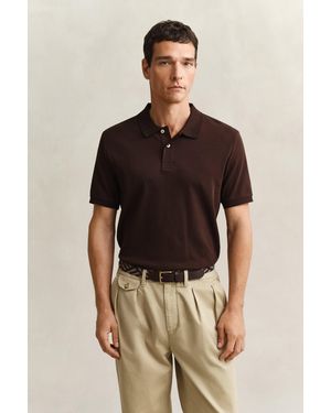 GANT Interlock Polo Shirt Mahogany - Brown