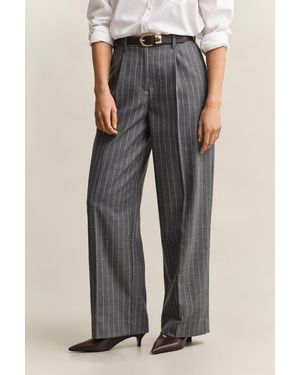 GANT Pinstripe Wool Trousers Charcoal Melange - Black