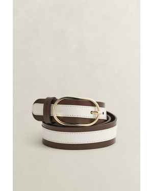 GANT Striped Leather Belt Weathered - Natural