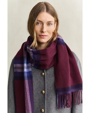 GANT Tartan Wool Scarf - Purple
