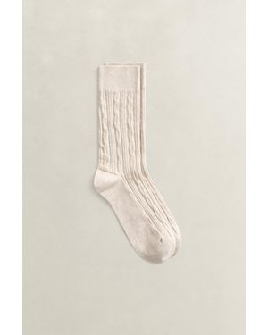 GANT Cable Knit Socks Light Melange - Natural