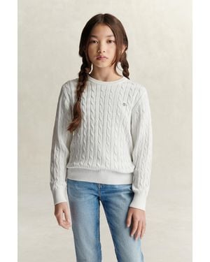 GANT Teens Teen Girls Shield Cable Knit Jumper - White