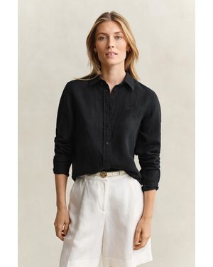 GANT Regular Fit Linen Shirt - Black