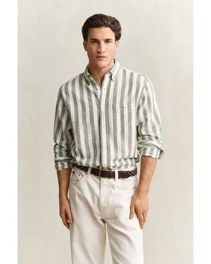 GANT Striped Linen Blend Shirt - Natural