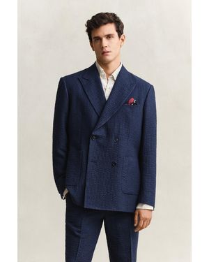 GANT Seersucker Suit Jacket Mid - Blue