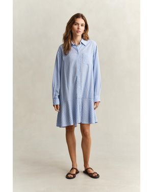 GANT Striped Seersucker Shirt Dress - Blue