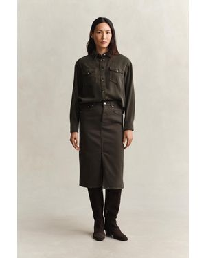 GANT Twill Coloured Pencil Skirt Dark Moss - Green
