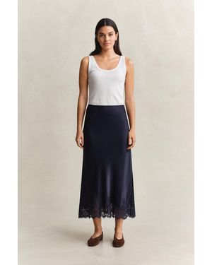 GANT Satin Lace Midi Skirt Evening - Blue