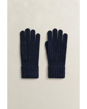 GANT Wool Cable Gloves - Blue