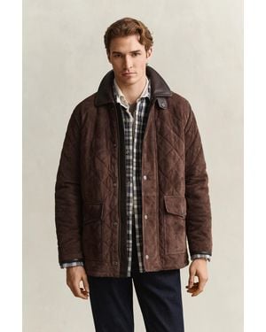 GANT Quilted Suede Jacket - Brown