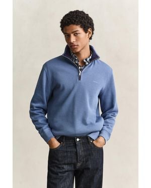 GANT Sacker Rib Half-Zip Sweatshirt - Blue