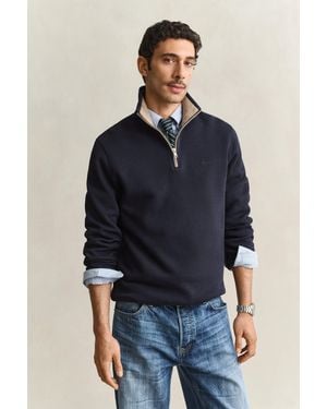 GANT Sacker Rib Half-Zip Sweatshirt Evening - Blue
