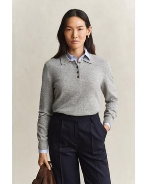 GANT Lambswool Rugger Jumper Melange - Grey