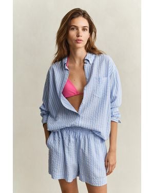 GANT Striped Seersucker Shirt - Blue