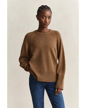 GANT Wool Cashmere Crew Neck Jumper Warm - Natural
