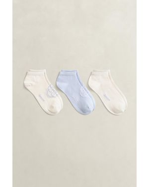 GANT 3-Pack Monogram & Solid Ankle Socks - Blue