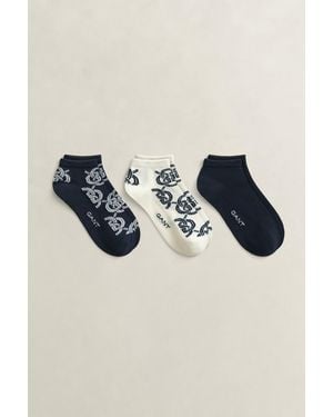 GANT 3-Pack Monogram Ankle Socks Evening - Blue