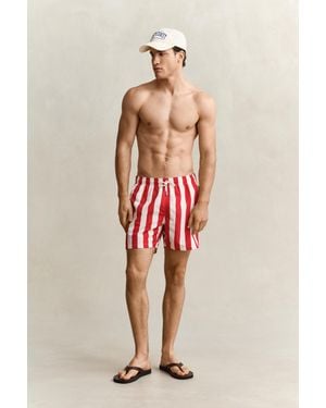 GANT Block Striped Swim Shorts - White