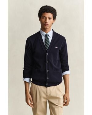 GANT Lambswool V-Neck Cardigan Marine - Blue