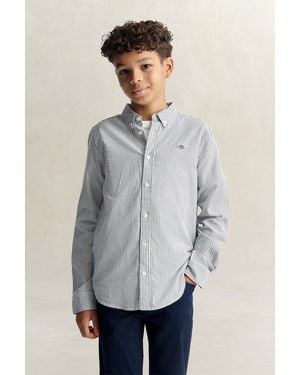 GANT Teens Teen Boys Shield Striped Oxford Shirt Evening - Grey
