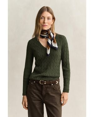 GANT Classic Cable Knit Jumper - Green