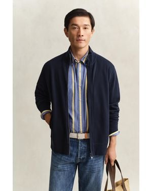 GANT Sacker Rib Zip Sweatshirt Evening - Blue