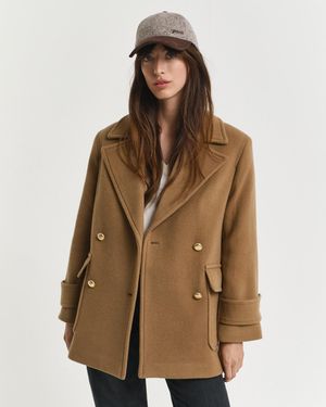 GANT Wool Mid-Length Peacoat - Brown