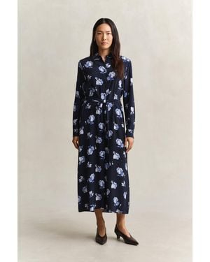 GANT Floral Print Shirt Dress Evening - Blue